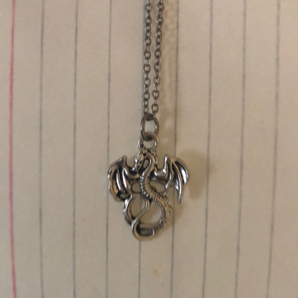 Sterling-Style Silver Dragon Pendant Necklace - Women Jewelry